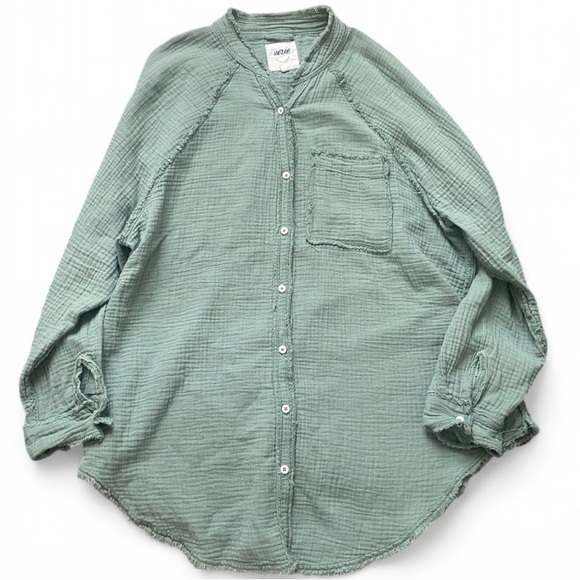Aerie Olive Green Gauze Button Down Shirt – Size XS - Picture 2 of 7